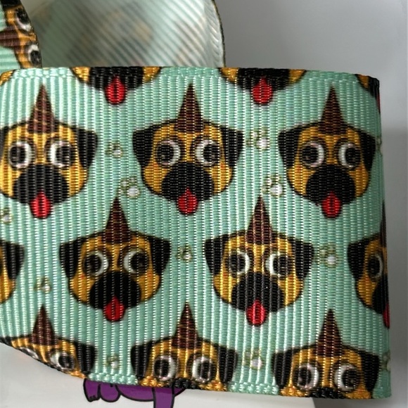 PUG Dogs Grosgrain All Over Print Bundle of 3 Adorable Hair Bows Super Cute NWT - Picture 3 of 12